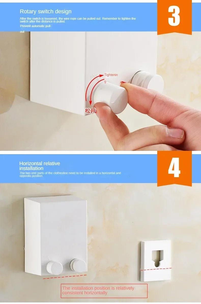 Clothesline Retractable Stainless Seel Pull-Out Clothes-Drying Machine Rope Space-Saving Clothes Drying Rack For Household