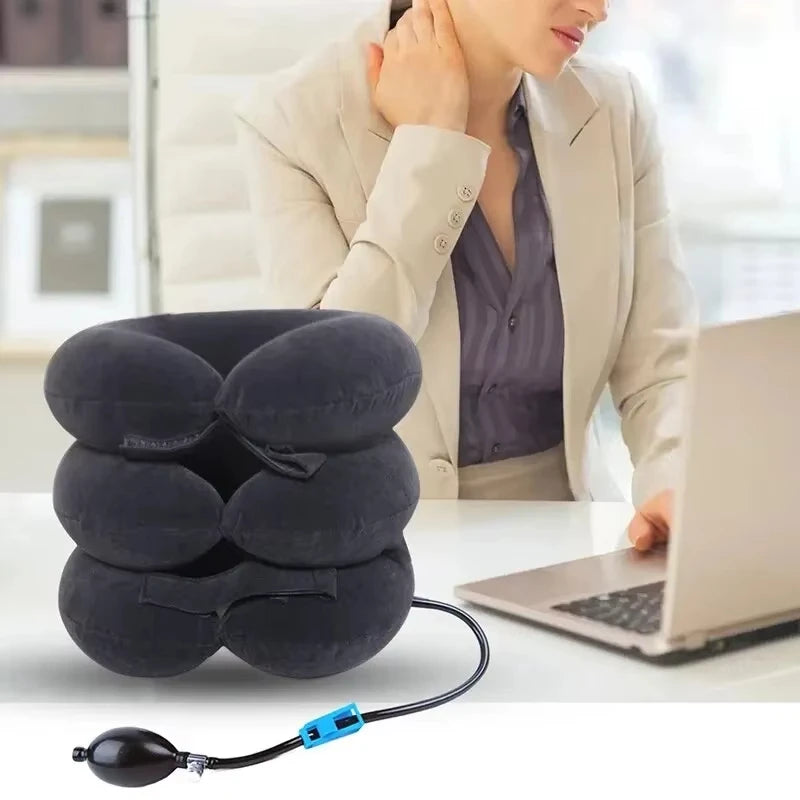 Neck Support Cushion Inflatable Air Cervical Neck Traction Device Pain Stress Relief Tractor Support Massage NECK Pillow