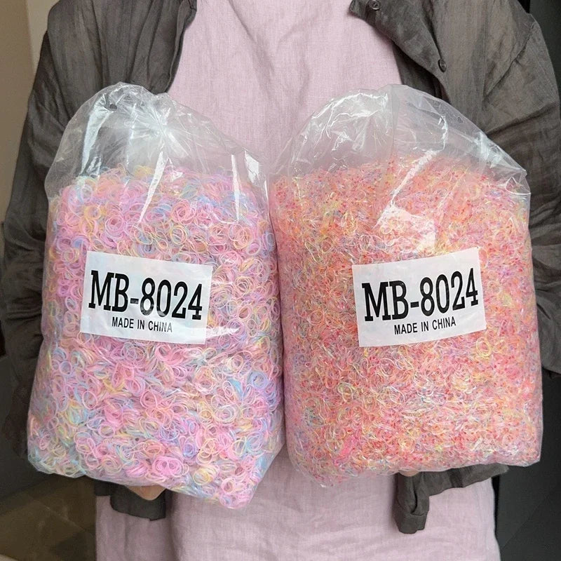 1000Pcs/bag Girls Colourful Disposable Rubber Band Hair Ties Headband Children Ponytail Holder Bands Kids Hair Accessories