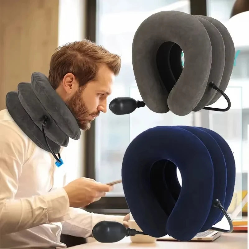 Neck Support Cushion Inflatable Air Cervical Neck Traction Device Pain Stress Relief Tractor Support Massage NECK Pillow