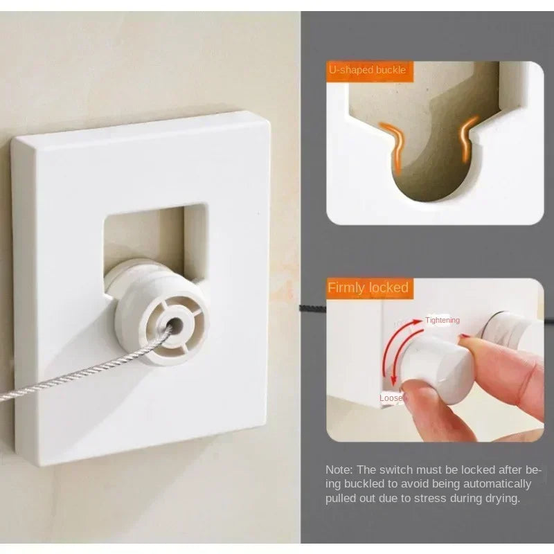 Clothesline Retractable Stainless Seel Pull-Out Clothes-Drying Machine Rope Space-Saving Clothes Drying Rack For Household