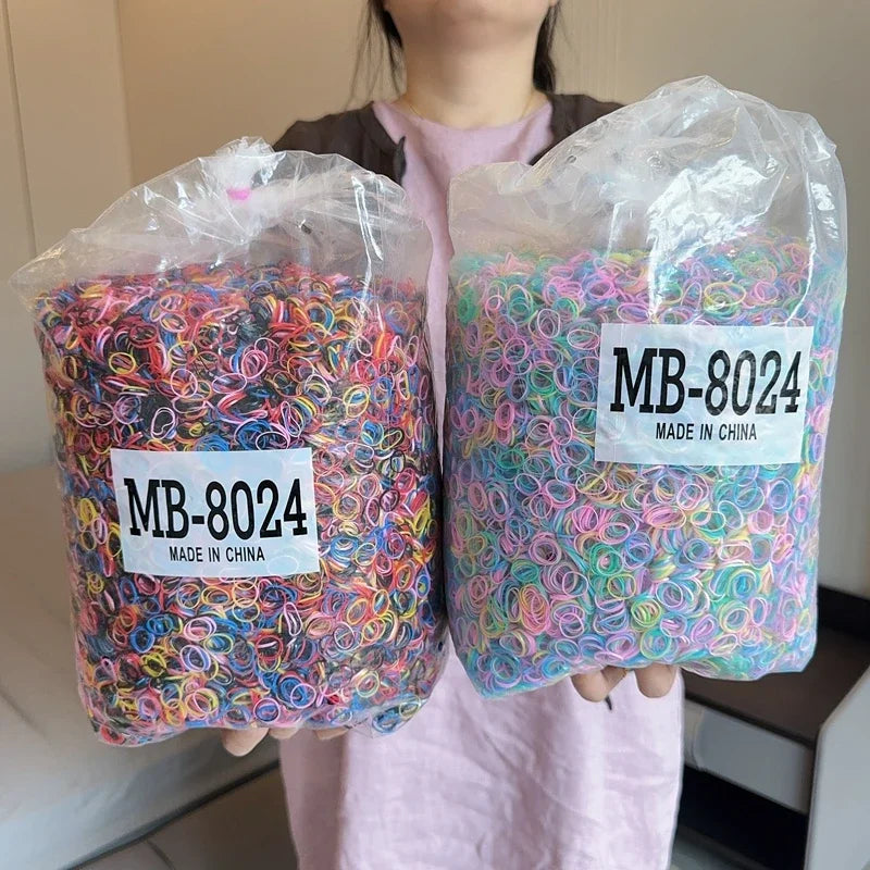 1000Pcs/bag Girls Colourful Disposable Rubber Band Hair Ties Headband Children Ponytail Holder Bands Kids Hair Accessories