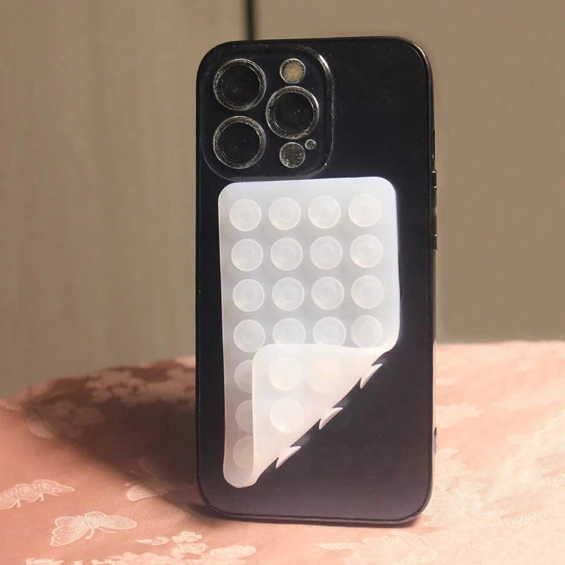 Silicone Suction Cup Phone Case Mount - Double-Sided Hands-Free Strong Holder for iPhone Android for Car Mirror Kitchen Bathroom