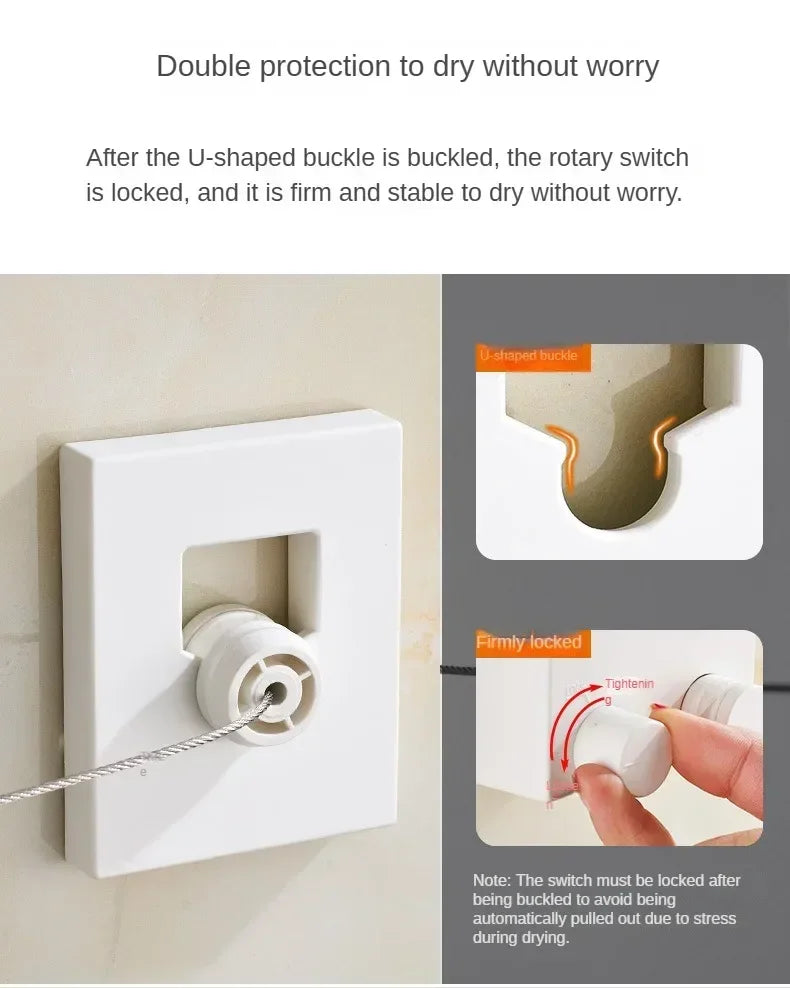 Clothesline Retractable Stainless Seel Pull-Out Clothes-Drying Machine Rope Space-Saving Clothes Drying Rack For Household