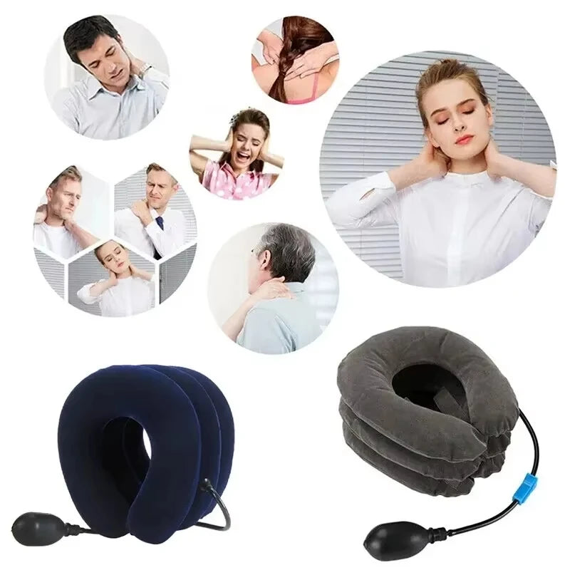Neck Support Cushion Inflatable Air Cervical Neck Traction Device Pain Stress Relief Tractor Support Massage NECK Pillow