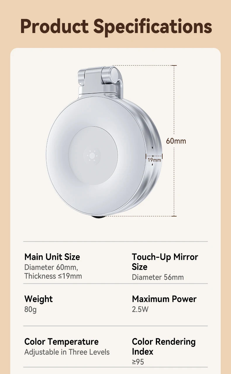 TELESIN Smartphone Magnetic Fill Light Mini Selfie Light 3 Modes Adjustable Brightness for Iphone XIAOMI HUAWEI SAMSUNG Phone