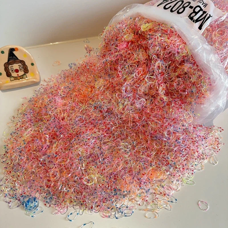 1000Pcs/bag Girls Colourful Disposable Rubber Band Hair Ties Headband Children Ponytail Holder Bands Kids Hair Accessories