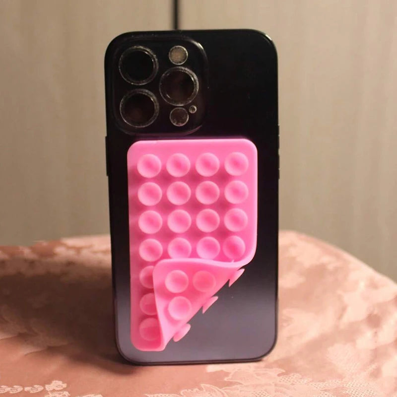 Silicone Suction Cup Phone Case Mount - Double-Sided Hands-Free Strong Holder for iPhone Android for Car Mirror Kitchen Bathroom