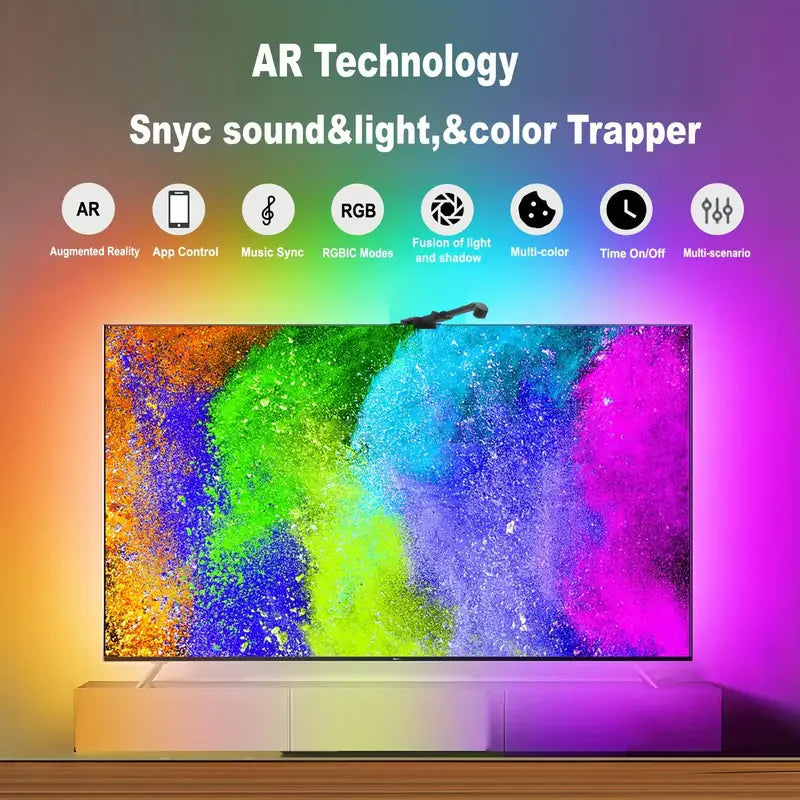 RGBIC LED TV Backlight Strip with Color Picking Sensor Music Sync App Control 55-75inch for Gaming Room Atmosphere Lighting