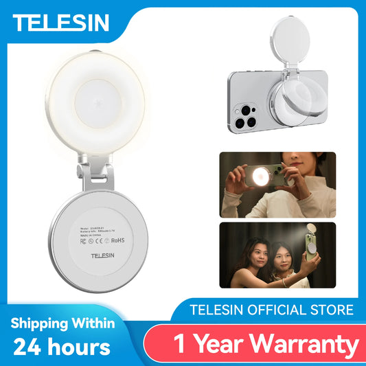 TELESIN Smartphone Magnetic Fill Light Mini Selfie Light 3 Modes Adjustable Brightness for Iphone XIAOMI HUAWEI SAMSUNG Phone