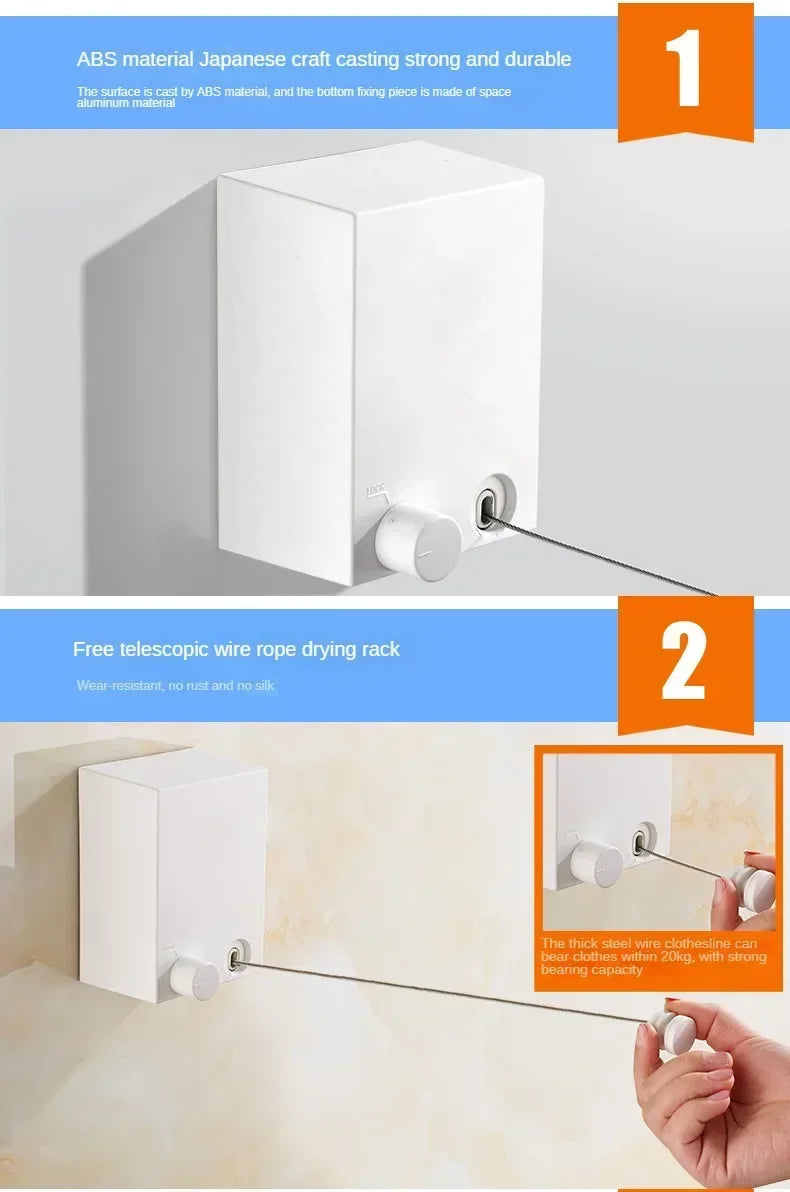 Clothesline Retractable Stainless Seel Pull-Out Clothes-Drying Machine Rope Space-Saving Clothes Drying Rack For Household